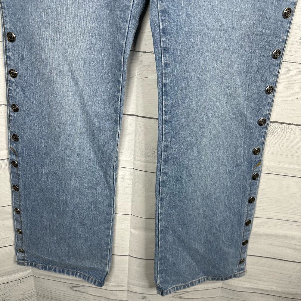 Harley Davidson Womens size 16/33 Side Snap Bootcut Wide Leg Riding Denim Jeans - Picture 4 of 14